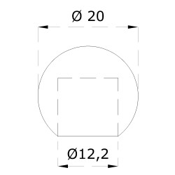 Guľa koncová ø 20 mm na trubku ø 12 mm, leštená AISI 304 Guľa koncová ø 20 mm na trubku ø 12 mm, leštená AISI 304